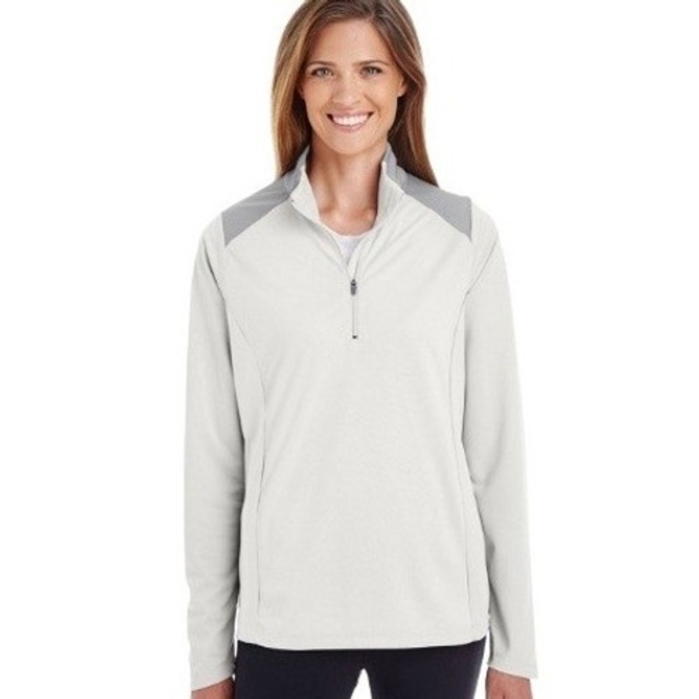 Team 365 Pullover Women XL White Grey Quarter Zip Performance Athletic Top‎